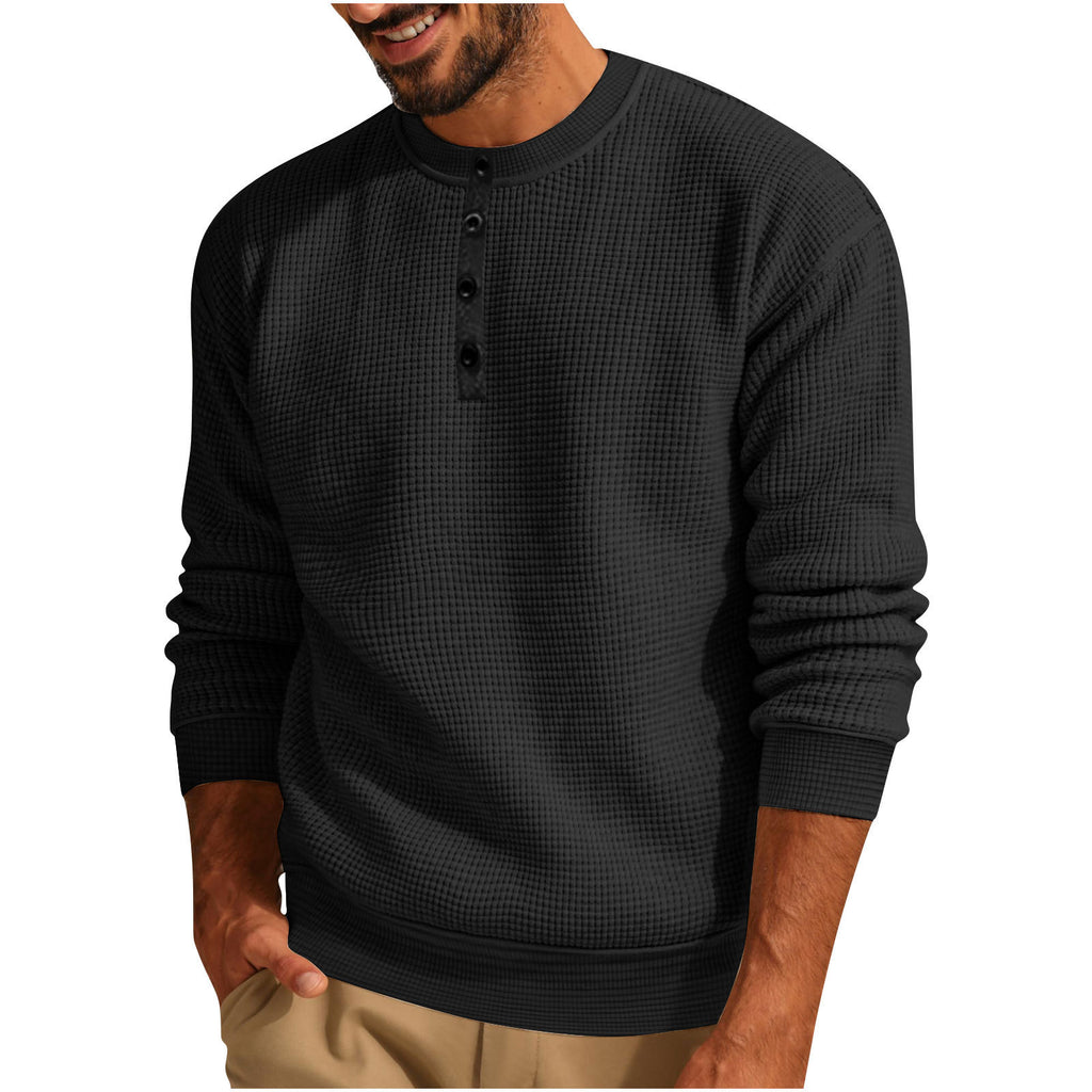 Men's Waffle-Knit Long Sleeve Henley - view 3