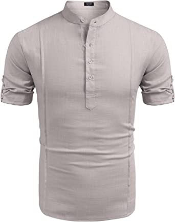 Men's linen henley short sleeve shirt – view 10
