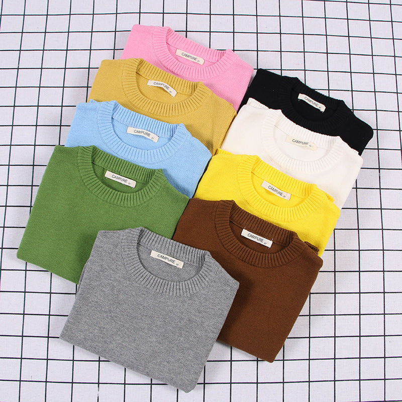Kids' Solid Knit Crewneck Sweater - view 5