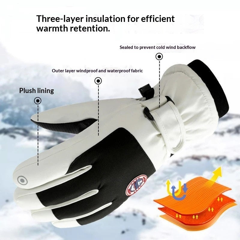 Fleece-lined ski gloves detail