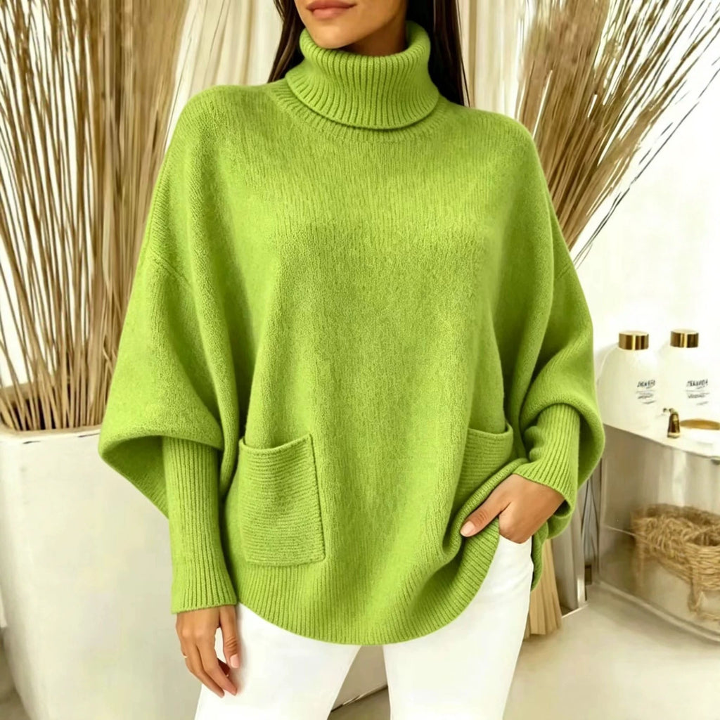 Women's Batwing Turtleneck Poncho Sweater - view 2