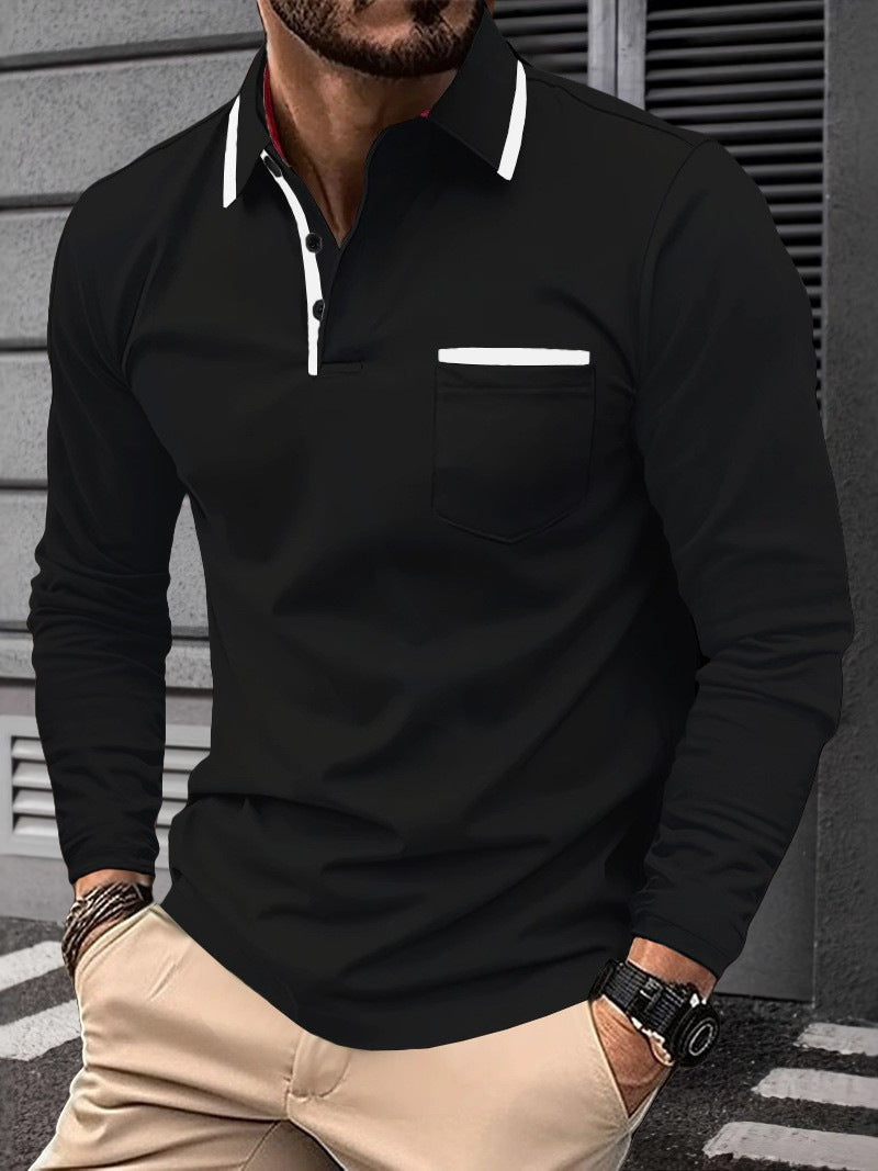 Men's Long Sleeve Polo Shirt with Pocket - view 5