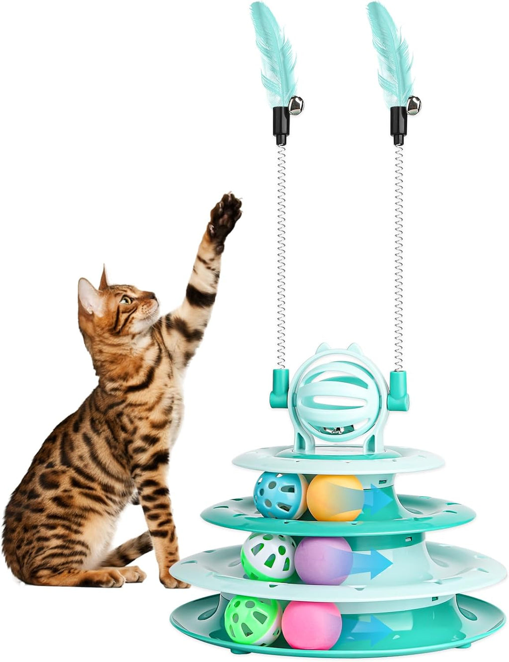 Green cat track tower with a cat