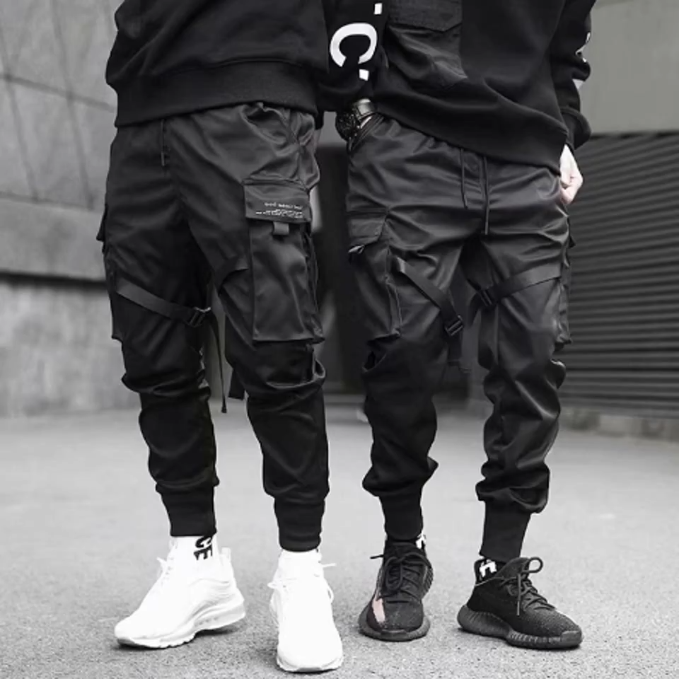 Men's Black Strap Cargo Joggers – view 2