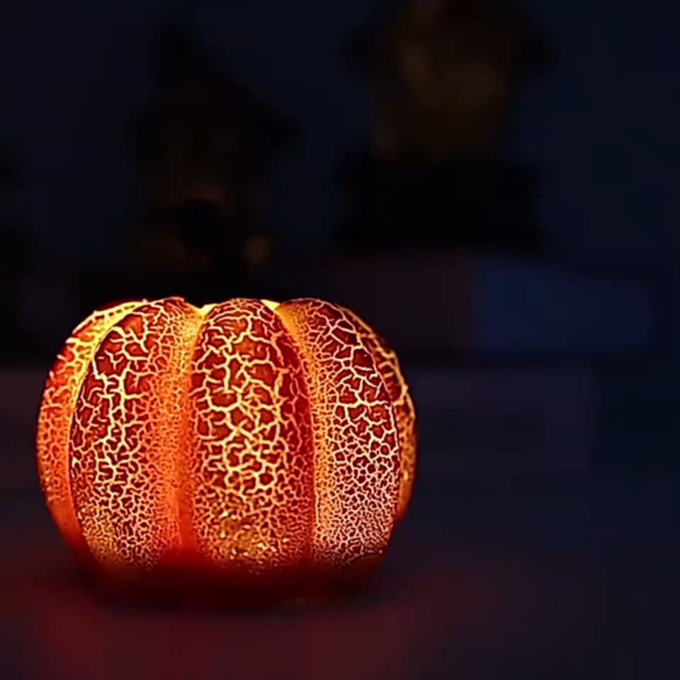 Crackle resin pumpkin LED candle lamp – view 6