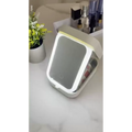 Portable pink LED makeup storage box with mirror