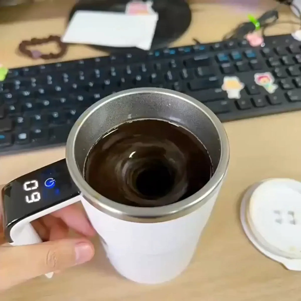 USB rechargeable magnetic self-stirring stainless coffee mug
