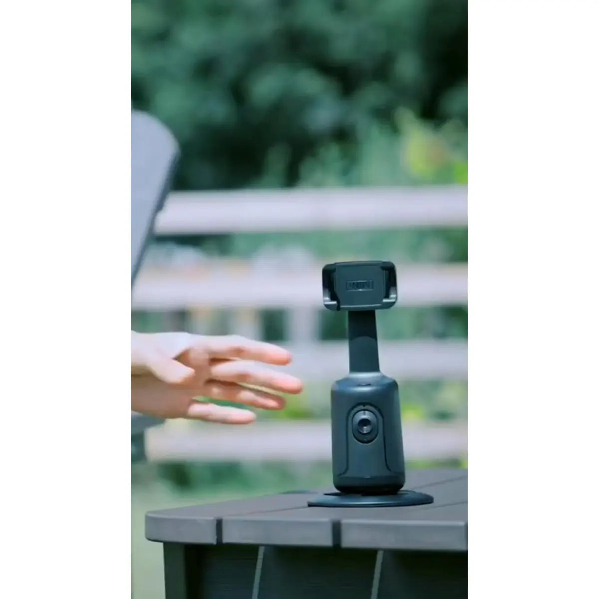 Phone gimbal tracking a subject