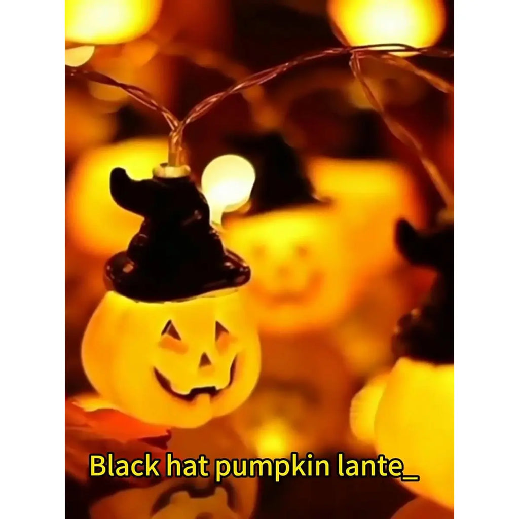 Halloween LED string lights with pumpkin ghost and bat shapes