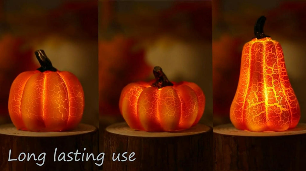 Crackle resin pumpkin LED candle lamp – view 10