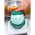 Soap-dispensing kitchen dishwashing brush with liquid reservoir handle